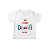 My First Diwali Personalized T-Shirt For Kids - WHITE - 0-5 Months Old (Chest 17")