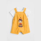 Personalized My First Diwali - Dungaree Set For Boys - PASTEL YELLOW - 0 - 5 Months Old (Chest 18")