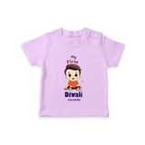 Personalized My First Diwali - T-Shirt For Boys - LILAC - 0-5 Months Old (Chest 17")