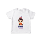 Personalized My First Diwali - T-Shirt For Boys - WHITE - 0-5 Months Old (Chest 17")