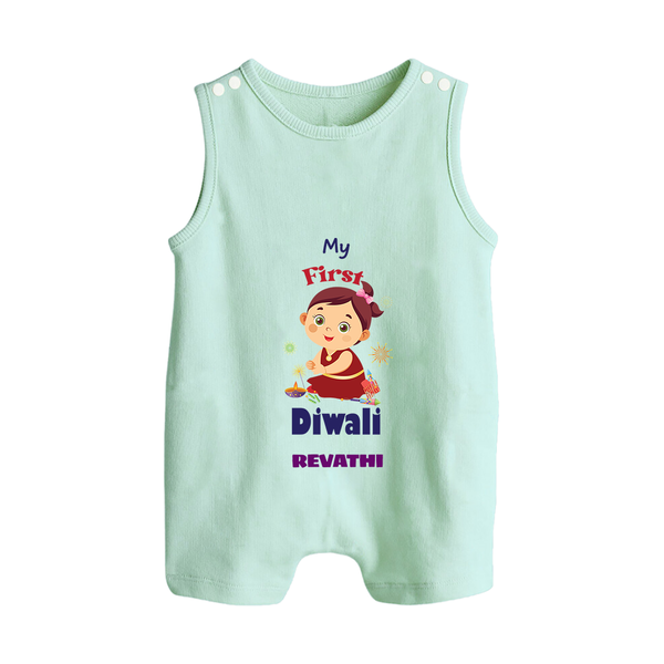 Happy Diwali | Little Firecracker Fun Romper Suit - MINT GREEN - 0 - 5 Months Old (Chest 18")