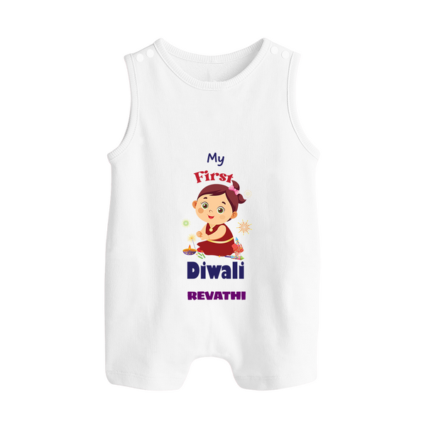 Happy Diwali | Little Firecracker Fun Romper Suit - WHITE - 0 - 5 Months Old (Chest 18")
