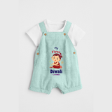 Personalized My First Diwali - Dungaree Set For Girls - ARCTIC BLUE - 0 - 5 Months Old (Chest 18")