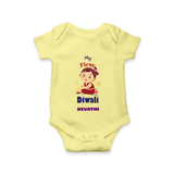Happy Diwali | Little Firecracker Fun Romper - PASTEL YELLOW - New Born (Chest 14")