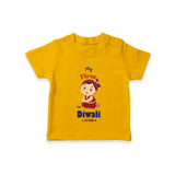 Personalized My First Diwali - T-Shirt For Girls - CHROME YELLOW - 0-5 Months Old (Chest 17")