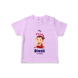 Personalized My First Diwali - T-Shirt For Girls - LILAC - 0-5 Months Old (Chest 17")