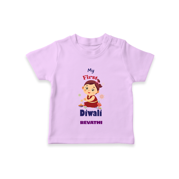 Happy Diwali | Little Firecracker Fun T-Shirt - LILAC - 0-5 Months Old (Chest 17")