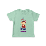Happy Diwali | Little Firecracker Fun T-Shirt - MINT GREEN - 0-5 Months Old (Chest 17")