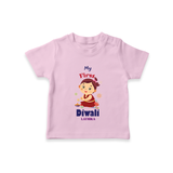 Personalized My First Diwali - T-Shirt For Girls - PINK - 0-5 Months Old (Chest 17")