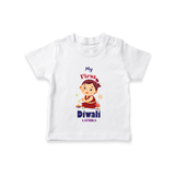 Personalized My First Diwali - T-Shirt For Girls - WHITE - 0-5 Months Old (Chest 17")