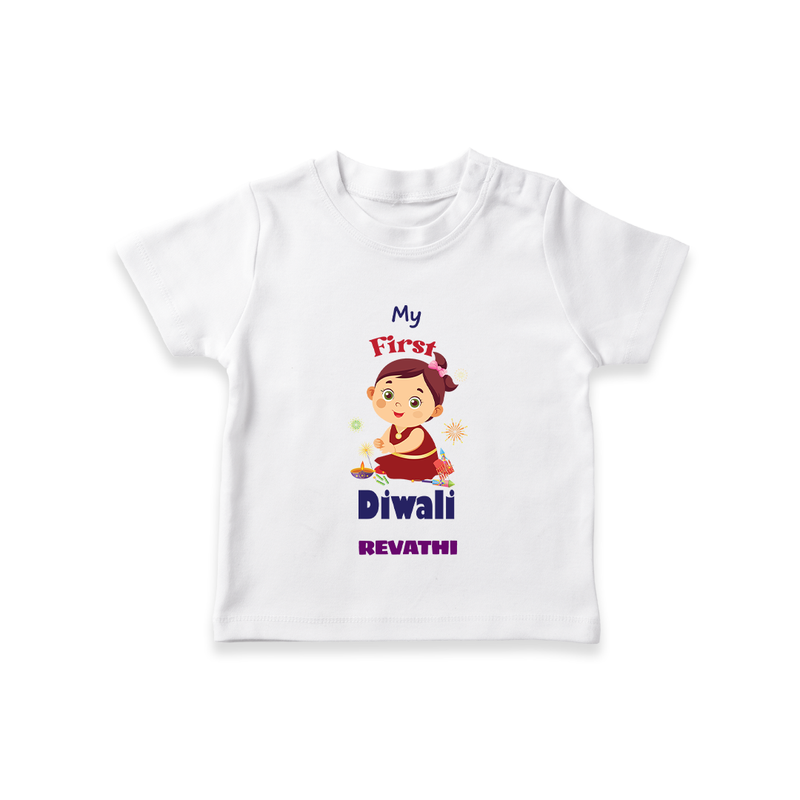 Happy Diwali | Little Firecracker Fun T-Shirt - WHITE - 0-5 Months Old (Chest 17")