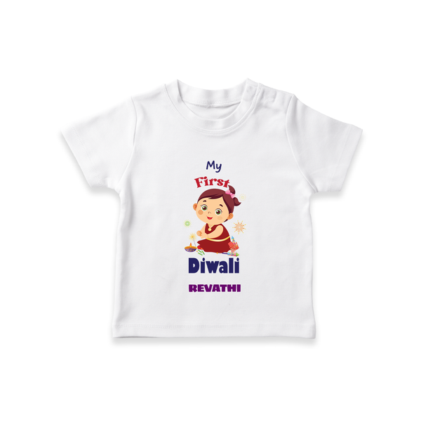 Happy Diwali | Little Firecracker Fun T-Shirt - WHITE - 0-5 Months Old (Chest 17")