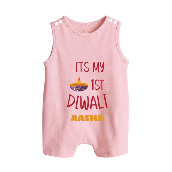 Happy Diwali | Lighting Up Our Lives Personalized Romper Suit - BABY PINK - 0 - 5 Months Old (Chest 18")