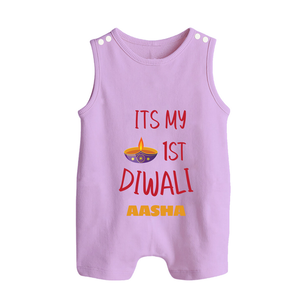 Happy Diwali | Lighting Up Our Lives Personalized Romper Suit - LILAC - 0 - 5 Months Old (Chest 18")