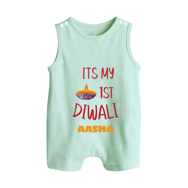Happy Diwali | Lighting Up Our Lives Personalized Romper Suit - MINT GREEN - 0 - 5 Months Old (Chest 18")