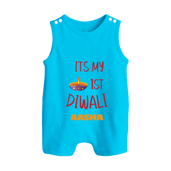 Happy Diwali | Lighting Up Our Lives Personalized Romper Suit - SKY BLUE - 0 - 5 Months Old (Chest 18")