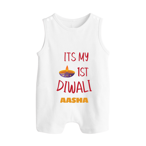 Happy Diwali | Lighting Up Our Lives Personalized Romper Suit - WHITE - 0 - 5 Months Old (Chest 18")