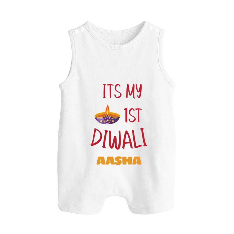 Happy Diwali | Lighting Up Our Lives Personalized Romper Suit - WHITE - 0 - 5 Months Old (Chest 18")