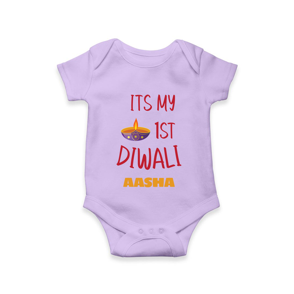 Happy Diwali | Lighting Up Our Lives Personalized Romper - LILAC - New Born (Chest 14")