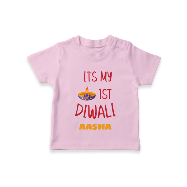 Happy Diwali | Lighting Up Our Lives Personalized T-Shirt - BABY PINK - 0-5 Months Old (Chest 17")