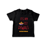 It's My First Diwali Personalized T-Shirt For kids - BLACK - 0-5 Months Old (Chest 17")