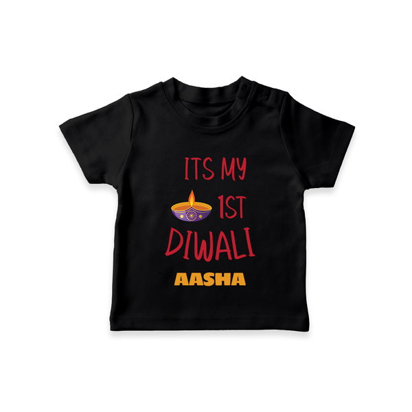 Happy Diwali | Lighting Up Our Lives Personalized T-Shirt - BLACK - 0-5 Months Old (Chest 17")