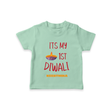 It's My First Diwali Personalized T-Shirt For kids - MINT GREEN - 0-5 Months Old (Chest 17")