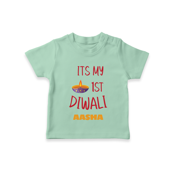 Happy Diwali | Lighting Up Our Lives Personalized T-Shirt - MINT GREEN - 0-5 Months Old (Chest 17")