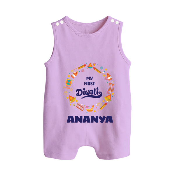 Happy Diwali | Explosively Cute Diwali Fun Romper Suit - LILAC - 0 - 5 Months Old (Chest 18")