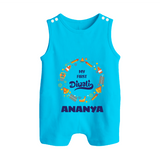 Happy Diwali | Explosively Cute Diwali Fun Romper Suit - SKY BLUE - 0 - 5 Months Old (Chest 18")