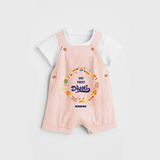 Customized My First Diwali Dungaree Set For Kids - PEACH - 0 - 5 Months Old (Chest 18")