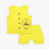 Customized My First Diwali Jabla Set For Kids - YELLOW - 0 - 3 Months Old (Chest 9.8")