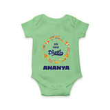 Happy Diwali | Explosively Cute Diwali Fun Romper - GREEN - New Born (Chest 14")