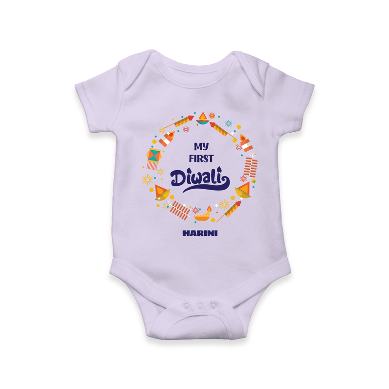 Customized My First Diwali Romper For Kids - LILAC - 0 - 3 Months Old (Chest 16")