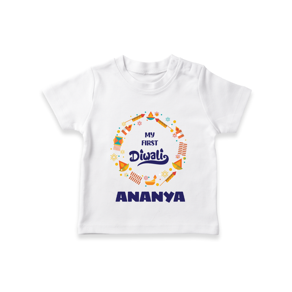 Happy Diwali | Explosively Cute Diwali Fun T-Shirt - WHITE - 0-5 Months Old (Chest 17")