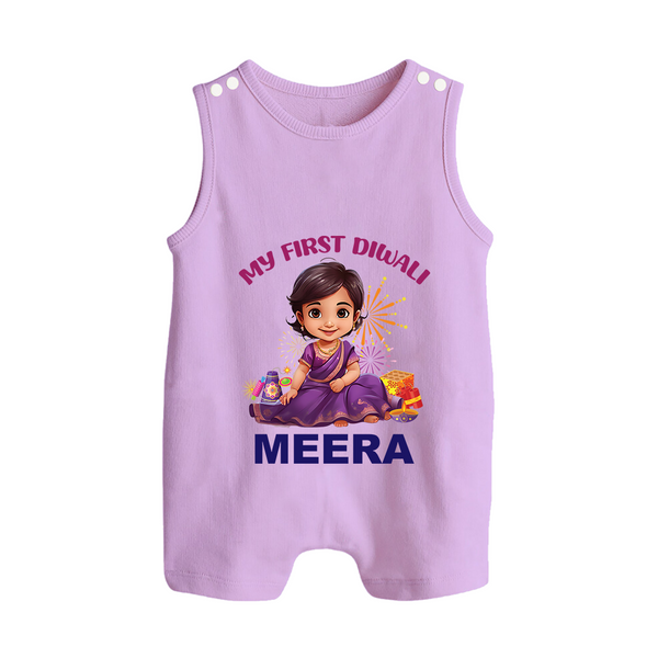 Happy Diwali | Tiny Diya Glow Celebration Romper Suit - LILAC - 0 - 5 Months Old (Chest 18")
