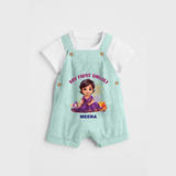 My First Diwali Personalized Diwali Themed Dungaree Set For girls - ARCTIC BLUE - 0 - 5 Months Old (Chest 18")