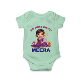 Happy Diwali | Tiny Diya Glow Celebration Romper - MINT GREEN - New Born (Chest 14")