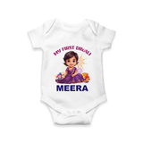 Happy Diwali | Tiny Diya Glow Celebration Romper - WHITE - New Born (Chest 14")