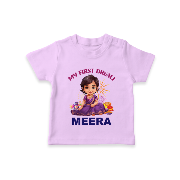 Happy Diwali | Tiny Diya Glow Celebration T-Shirt - LILAC - 0-5 Months Old (Chest 17")