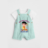 My First Diwali Personalized Diwali Themed Dungaree Set For Boys - ARCTIC BLUE - 0 - 5 Months Old (Chest 18")