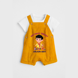 My First Diwali Personalized Diwali Themed Dungaree Set For Boys - CHROME YELLOW - 0 - 5 Months Old (Chest 18")