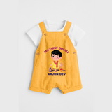 My First Diwali Personalized Diwali Themed Dungaree Set For Boys - PASTEL YELLOW - 0 - 5 Months Old (Chest 18")