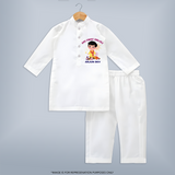 My First Diwali Personalized Diwali Themed Kurta Set For Boys - WHITE - 3 - 6 Months Old (Chest 24", Kurta Length 14'', Waist 19", Pant Length 14")