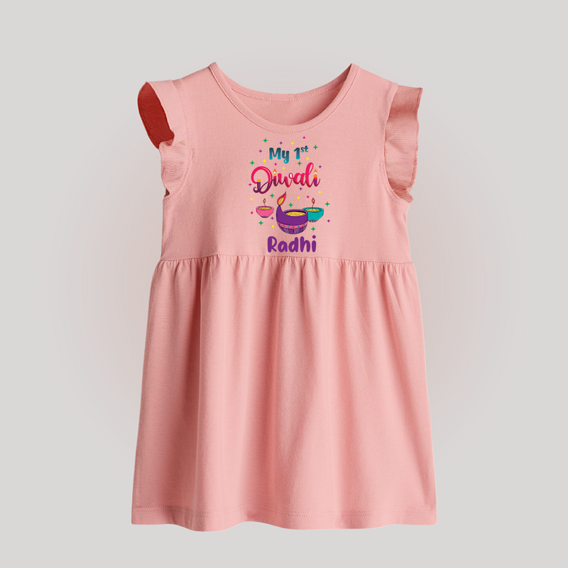 Happy Diwali | Little Pataka Celebration Baby Frock - BABY PINK - 0 - 3 Months Old (Chest 17")