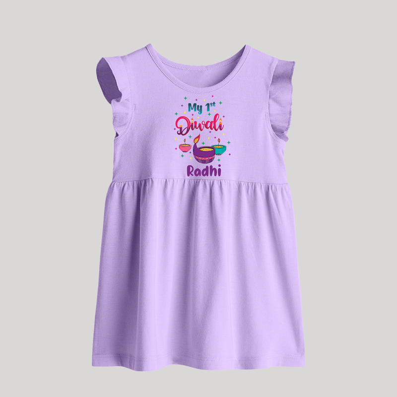 Happy Diwali | Little Pataka Celebration Baby Frock - LILAC - 0 - 3 Months Old (Chest 17")
