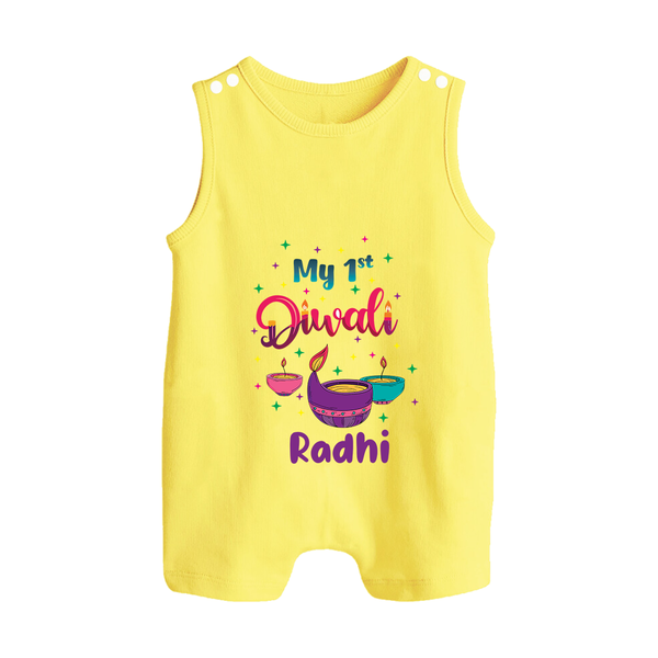 Happy Diwali | Little Pataka Celebration Romper Suit - PASTEL YELLOW - 0 - 5 Months Old (Chest 18")