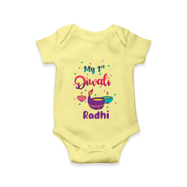 Happy Diwali | Little Pataka Celebration Romper - PASTEL YELLOW - New Born (Chest 14")