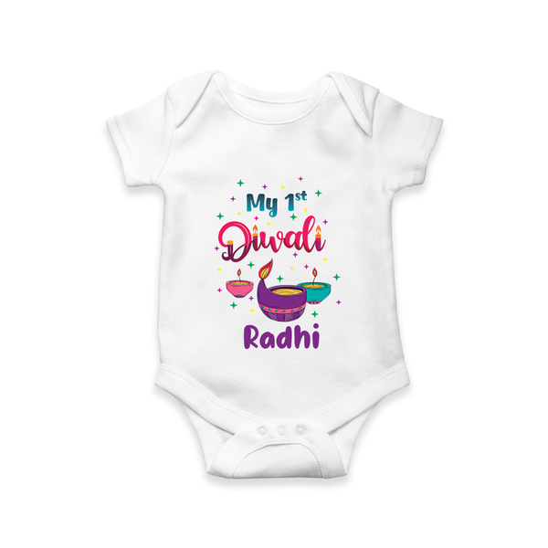 Happy Diwali | Little Pataka Celebration Romper - WHITE - New Born (Chest 14")