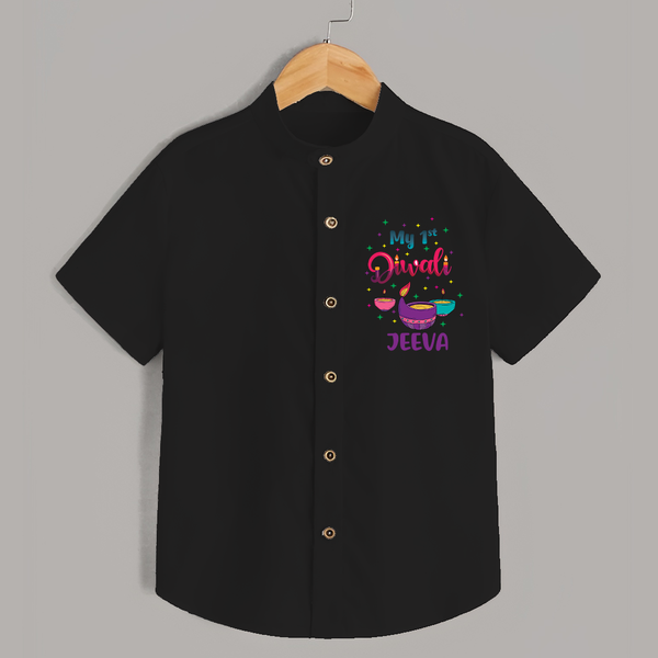 Happy Diwali | Little Pataka Celebration Shirt - BLACK - 0 - 6 Months Old (Chest 23")